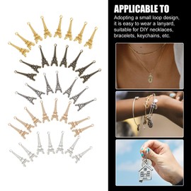 MILISTEN Jewelry Earrings 60 Pcs Eiffel Tower Pendant Charm Tibetan Vintage Metal Building Dangle Charms for DIY Jewelry Keyrchain Necklace Bracelet Accessories Necklace Locket