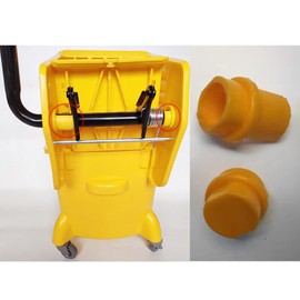 NentMent Commercial Mop Bucket Wringer Mount Bracket End Plugs Left and Right Set Yellow Plastic Stopper Repair Parts for Side Press Wringer Combo Rectangular Commercial Mop Bucket on Wheels