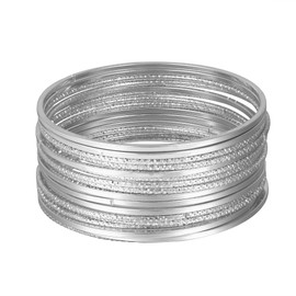 Manfnee Bangle Bracelets for Women Multi Layered Stackable Textured Bracelets Boho Jewellery Sets, Zinc, No gemstone