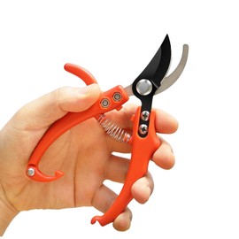 MuseNook Pruning Shears 7-Inch Pruning Shears for Gardening, Fruit Trees, Flower Trees, Lightweight, Labor Saving Design, Lock Included (Select Straight or Curved Blade), SK5 High Carbon Steel or