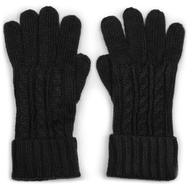 styleBREAKER Women’s Warm Cable Knit Gloves with Double Cuff 09010009 - black