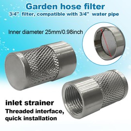 COTONLAKE 3/4" 304 stainless steel filter head with internal thread diameter of 25mm connected to 3/4" inch water pipe filter Used to Remove Debris and Reduce Solid Entry（1pcs）