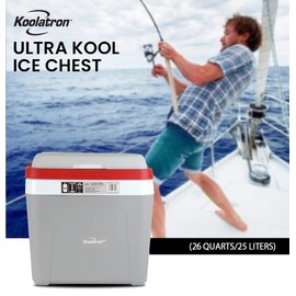 Koolatron Ultra Kool Ice Chest Cooler with Carry Handle, 25 L / 26 Quart Capacity, for Snacks, Lunch, Day Trips, Camping, Travel, Truck, SUV, Car, Boat, Made in North America