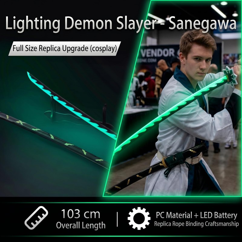 YTWM 41" LED Light Up Anime Katana, USB Rechargeable Mystical