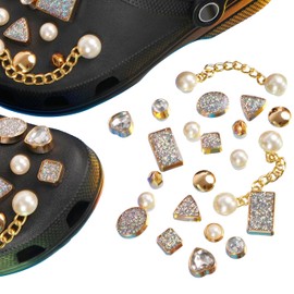 Heveer Shoe Charms for Women 14 Pieces Bling Diamond Pearl Shoe Decoration Pendant Shoe Accessories Shoe Jewellery Charms for Party Gift, Polyvinyl Chloride