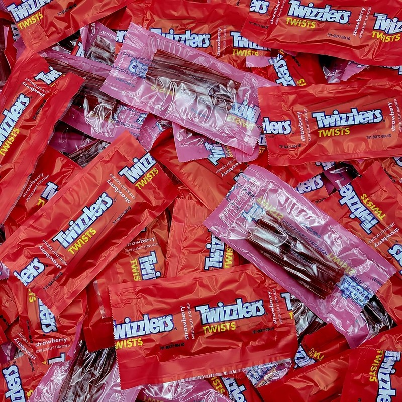 Twizzlers Strawberry Licorice Candy - 95 Strawberry Twizzlers Individually Wrapped