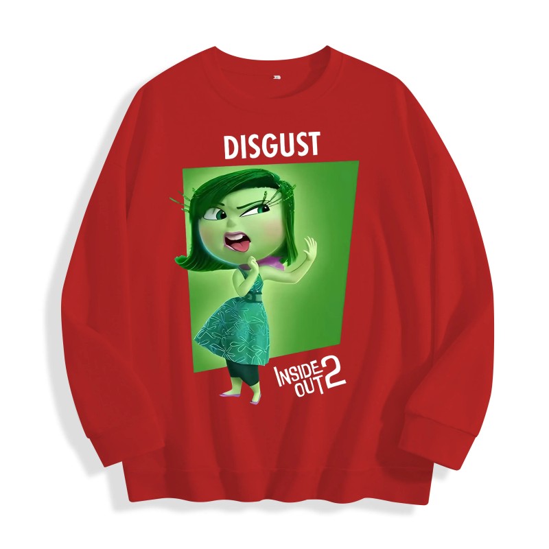 Inside Out 2 Disgust Character Graphic Crewneck Sweatshirt, US Warehouse,