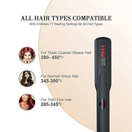 MHU Dual Voltage Hair Straightener 1.25 Inch Flat Iron with Keratin & Ceramic Coating, Wide Plate Fast Heat Up (285F-450F), Adjustable Temperature & Auto Shut Off for Home and Travel Use