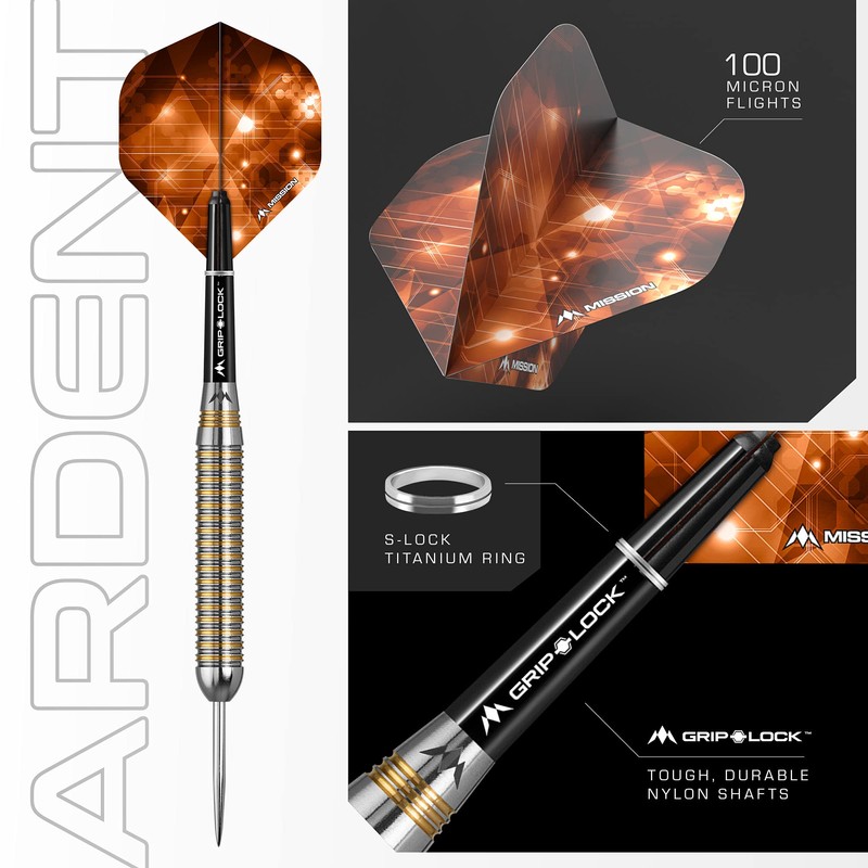 Mission Darts D5413 Ardent | 23g Professional Steel Tip Darts