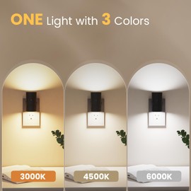 VOLISUN Night Lights Plug into Wall, Dimmable LED Nightlight with Dusk to Dawn Light Sensor, 0-100LM Adjustable Brightness, 3 Color Temperatures, Smaller Plug Black 2 Pack for Hallway,Bedroom,Bathroom