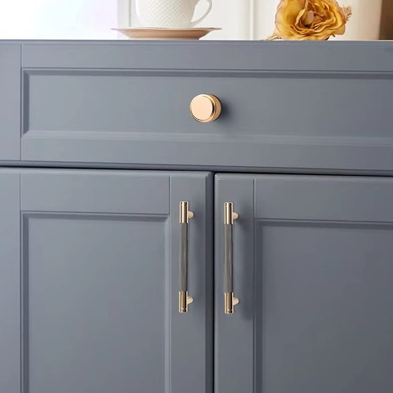 Ntresbonne 6 Pack 1 Inch Cabinet Knobs Gold and Grey