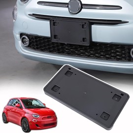 Soporte de marco de matrícula compatible con Fiat 500 2016-2025, soporte de marco de etiqueta ABS para parachoques delantero, kit de montaje de adaptador de reubicación de accesorios