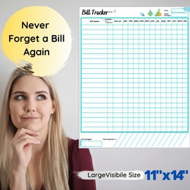 Premium Quality Monthly Bill Tracker Calendar Chart Dry Erase WhiteBoard- Bill Payment, Budget Planner. Keep Track of Expense and Income. Bill Organizer Whiteboard for Refrigerator. Financial Planner