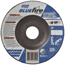 Norton Blue Fire Plus Fast Cut Depressed Center Abrasive Wheel, Type 27, Zirconia Alumina and Aluminum Oxide, 7/8" Arbor, 4-1/2" Diameter x 1/8" Thickness (Pack of 25)
