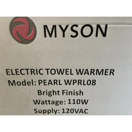 Myson Pearl Electric Towel Warmer 8 Bar 120v WPRL08 Chrome stainless steel