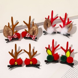 IYOU Christmas Antler Hair Clips Red Deer Ears Hair Accessories Bow Christmas Party Hairpins for Women and Girls