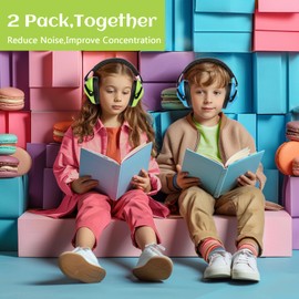 2 Pack Noise Canceling Headphones for Kids, Kids Ear Protection Earmuffs for Autism, Toddler, Children, Kids Noise Cancelling Headphones Sound Proof Earmuffs for Concerts, Air Shows, Fireworks