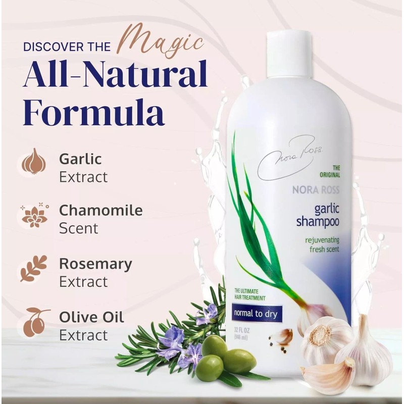 NORA ROSS Shampoo de Ajo Nora Ross 100% Original.Combate caida