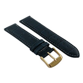 22mm Blue & White Genuine Leather Mock Croc Watch Strap Band Mens Crocodile Padded Rose Gold Buckle