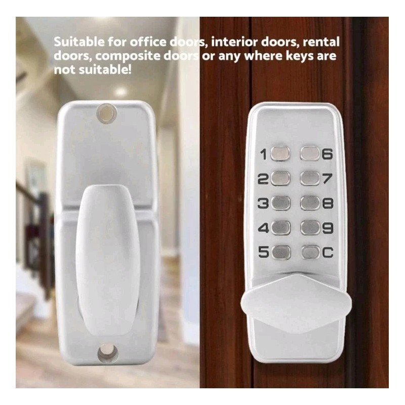 HURRISE Code Lock, 2-8 Digit Combination, Waterproof, Silver, Modern, Keyless