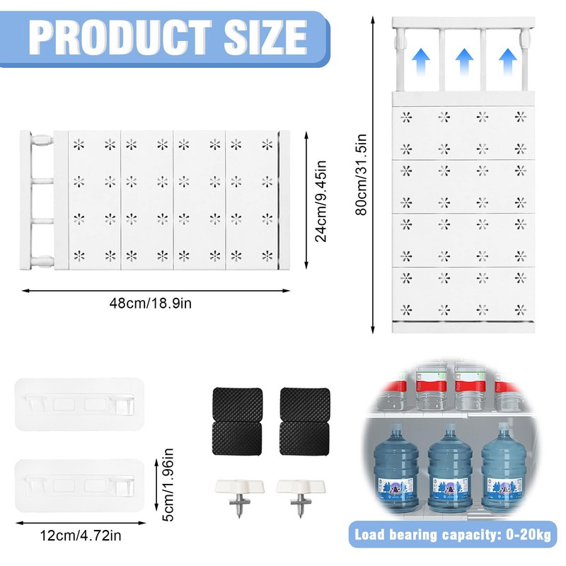 Adjustable Shelves Cupboard - 24 cm Wide, Adjustable Length 48-80