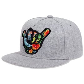sproutsy Men's Snapback Cap, Straight, Flat, Hip Hop, Hawaii, Okinawa, Aloha Korea, Popular, Hat, Flashy, Stylish, Women's, gray