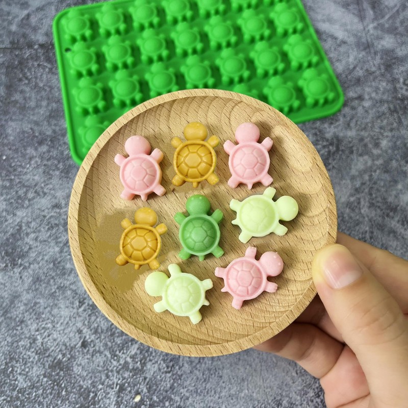 Silicone Turtle Candy Molds, 2-Pack Green Ice Cube Trays, 28-Cavity