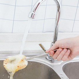 Hemoton Sponge Bottle Brush with Long Handle Replaceable Cleaning Tool for Feeding Bottles Glass Water Cups and Kitchen Dishwashing Stainless Steel Grip