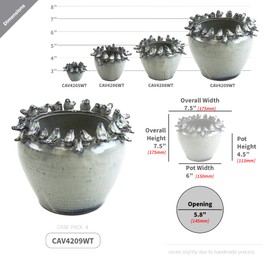 WGV Ceramic Bird Decor Bowl Vase, Pot Width 8.5”, Total Height 7.5", Birds on Rim Planter Pot for Accent Décor, Home Decoration, 1 Piece (CAV4209WT)