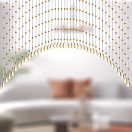 BECHAEO Hanging Glass Door Beads Arched Crystal Beaded Valance Curtain for Doorway Window Room Divider Home Shop Decor, 40 Strings Amber