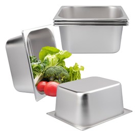 Biugaaufai 5 Pack 1/2 Size Stainless Steel Steam Pan, 6 Inch Deep Half Size Steam Pan, Stackable Steam Pan, Professional Grade, Hotel Steam Pans for Steam Table, Catering, Home Kitchen & Dining