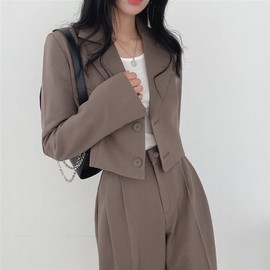 NOMSOCR Women's Pants Suit, Ceremony Suit, Top and Bottom Set, Formal Suit, Jacket, Spring, Autumn, Commute, OL, Kindergarten Entrance Ceremony, Graduation Ceremony, 20's 30s, dark khaki, M