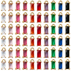 COGCHARGER 40Pcs Crystal Glass Charms for Jewelry Making Bulk Cute Dangle Charms Rectangle Colorful Pendants for Earrings Necklace Bracelet DIY Supplies