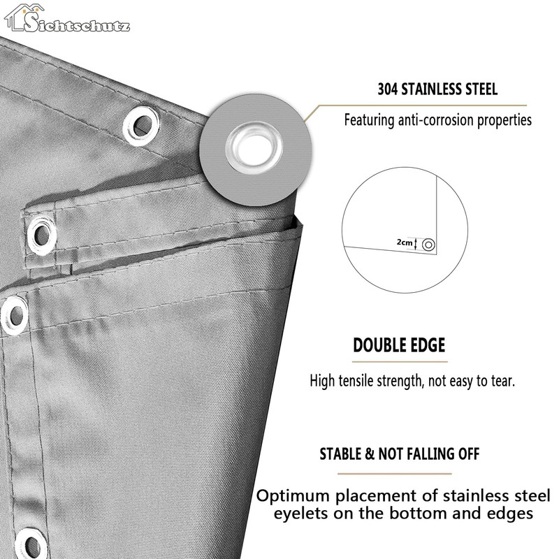 Awning Waterproof, Rectangular with Eyelets, Wind and 95% UV Protection,