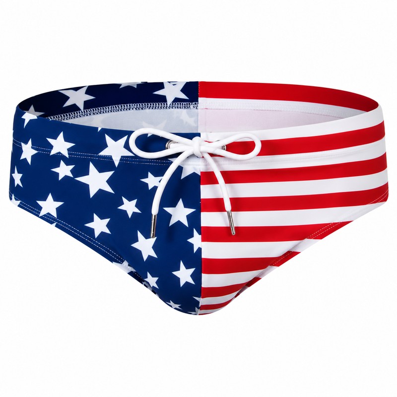 Men’s Swim Briefs for Beach & Pool – American Flag