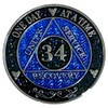 AA 34-Year Shiny Fancy Glitter Recovery Medallion, Alcoholics Anonymous Recovery