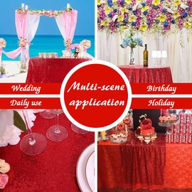 Sequin Tablecloth Rectangular Red 50X80 inch Glittering Shimmer Tablecloth for Wedding Baby Shower Birthday Party Dinners Sparkly Tablecloth