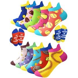 Floraltop 10 Pairs Funny Womens Softball Socks Athletic Cotton Low Cut Ankle Socks Novelty Gift for Women Girls Softball Players Lovers