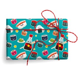 ARKRAFT Geschenkpapier 3 Blatt Format 90 x 65 cm FSC Produkt Verpackung ohne Plastik Funny sushi (18-8975)