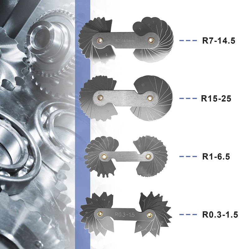 ECSiNG 4 Pack Stainless Steel Radius Gauge Set Concave Convex