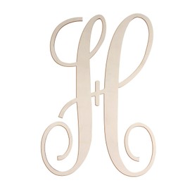 Cursive Wooden Letters for Wall Decor 14 Inch Large Wooden Letters Unfinished Monogram Wood Letter Crafts Alphabet Sign Cutouts for DIY Painting Door Hanger (H)