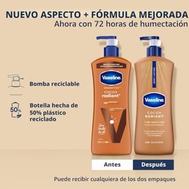 Vaseline Loción corporal de cuidado intensivo para piel seca, loción radiante de cacao hecha con lípidos ultrahidratantes y manteca de cacao pura para