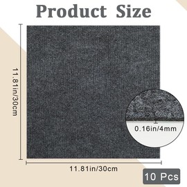 CREATCABIN 10Pcs Carpet Tiles Peel and Stick 12" x 12" Square Carpet Floor Tile Non-Slip Soft Padded Carpet Tiles Self Adhesion Floor Mat for DIY Flooring Home Pets Living Room Bedroom Dark Gray