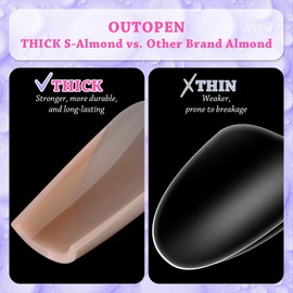 outopen Mixed French Square Gel Nail Tips 336pcs Pre-French Medium Square Tips Press On Nails Full Cover Thicken Fake Nail Tips for Polygel Acrylic Extension Nail Art DIY, 14 Sizes