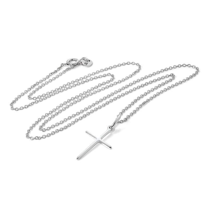 Plain Light Sterling Silver Cross Pendant on 22 Inches Chain