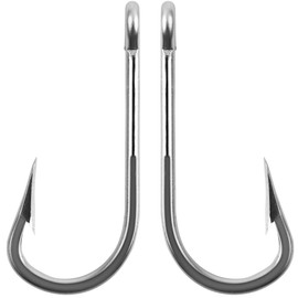 Saltwater Fishing Hooks Large Gaint Shark and Alligator Hooks,Super Strong Stainless Steel Big Game Fishing Hooks Sharp Tuna Catfish Hook for Saltwater Freshwater 5/0-20/0 (20/0-2 Pack)