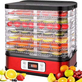 COOCHEER Food Dehydrator Machine, 400W 8 Trays Dehydrators for Food and Jerky with 72H Digital Timer and 95-158℉ Temperature Control, BPA-Free, Fruit Dehydrator Perfect for Meat, Jerky, Herbs, Red