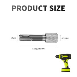 Pack of 2 Sds Plus Adapter Shaft, 6.35 mm Sds Bit Holder, Silver Chuck Adapter, Chuck Replacement Parts, Earth Drill Bit Holder, SDS Adapter Accessories for Impact Drill, Hammer Drill, Hexagonal Round