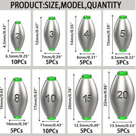 gotyou Pack of 50 Fishing Drop Shot, Lead Fishing, Weights Lead Sinker, Fishing Sinker, Weights Lead Sinker for Outdoor Fishing Tackle Sinker Fishing Accessories, 2g/3g/4g/5g/8g/10g/15g/20g