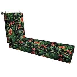 Honeycomb Essentials Outdoor Chaise Cushion, 21" x 70", Oahu Tropical Black Patio Chair Cushion